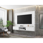 Manhattan Comfort - Centre de divertissement flottant Vernon 62,99 po style mid-century moderne - Blanc-Recommandé pour un téléviseur jusqu'à 55 pouces