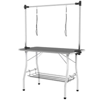 PawHut - Table de Toilettage pour Chien avec Bras Réglables - Noir-Le bras de toilettage réglable convient aux animaux jusqu'à 35,4 po (90 cm) de long