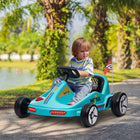 Qaba - Kart à pédales électrique pour enfants 6V 7AH à batterie - bleu-Klaxon interactif et musique avec lumières pour des expériences ludiques améliorées 