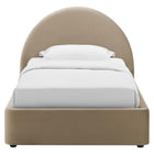 Modway - Resort Performance Velvet Lit jumeau rond voûté, Taupe-Support en lattes de bois