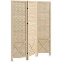 HOMCOM - Séparateur de pièce autoportant 3 panneaux avec présentoir à panneau perforé pour bureau à domicile - bois naturel-Le design à trois panneaux crée un espace personnel ou divise facilement les grandes pièces  
