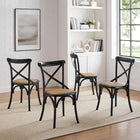 Modway - Gear Fauteuil d’appoint de salle à manger Ensemble de 4 - Noir-Aucune assemblée requise