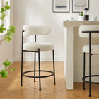 Modway - Albie Tissu Boucle Tabourets de comptoir Ensemble de 2 - Noir ivoire-Goupilles de pied ajustables non marquées