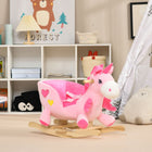 Qaba - Cheval à bascule pour bébé licorne avec chansons et ceinture de sécurité - rose-Remplissage doux en coton PP offrant une assise confortable pour les enfants 