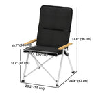 Outsunny - Chaises de camping pliantes, lot de 2 avec coussin amovible, sac de transport, noir-Les accoudoirs en hêtre présentent un grain naturel, résistent à la décoloration et aux fissures  
