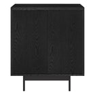 Hudson&Canal - Meuble d'appoint Whitman 28 po de largeur - Grain noir-Comprend deux portes battantes en PVC texturé, une étagère centrale réglable et une découpe pour la gestion des câbles