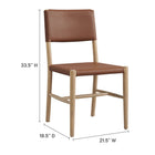 Modway - Dover Bois Cuir végane Fauteuils d’accompagnement à manger Ensemble de 2 - Naturel-Cadre en bois d’orme avec étireur en H