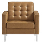 Modway - Loft Touffe Cuir végane Fauteuil - Silver Tan-Capacité de poids : 330 lb