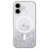 SwitchEasy - Étui Starfield 3D MagSafe Transparent pour iPhone 17 - Transparent-Effet visuel éblouissant : utilise la technologie de colle sous vide, une feuille d'argent et une poudre brillante pour créer un effet visuel dimensionnel 3D