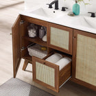 Modway - Soma 48" Meuble de salle de bain à double lavabo - Blanc noyer-Tissage en rotin
