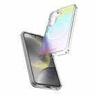 Avana - Coque Cosmic Compatible MagSafe Galaxy S25 - Violet-Aimants extra puissants entre deux plaques pour une surface plane et une protection optimale de l'écran et de l'appareil photo.