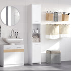 HOMCOM - Armoire de rangement de salle de bain mince avec deux portes et étagère réglable - blanc-Construction en panneau de bois d'ingénierie de qualité supérieure pour plus de durabilité et de stabilité   