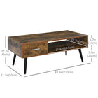 HOMCOM - Table basse avec rangement et tiroir - brun rustique-Espace de rangement généreux avec une étagère ouverte, un tiroir et un grand plateau