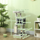 PawHut - Arbre à chat 41 po avec poteaux à griffer, lit, condo - gris clair-La construction en panneau de particules et sisal garantit la durabilité 