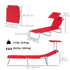 Outsunny - Chaise longue d’extérieur - chaise longue pliante réglable - rouge-Auvent détachable et réglable pour une protection solaire adaptée