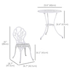 Outsunny - Ensemble de bistro de patio de 3 pièces pour balcon, blanc-Cadre entièrement en aluminium pour la durabilité et la stabilité 
