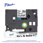 Brother - Ruban laminé authentique pour étiqueteuses P-touch - 18 mm de largeur x 8 m de longueur - transparent avec texte noir-Le procédé de ruban laminé crée des étiquettes durables