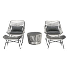 Manhattan Comfort - Ensemble de conversation de patio moderne Ashland 3 pièces - Gris - Ensemble de 5-Ensemble de conversation d'extérieur moderne 5 pièces avec 2 chaises, 2 repose-pieds et 1 table basse