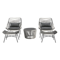Manhattan Comfort - Ensemble de conversation de patio moderne Ashland 3 pièces - Gris - Ensemble de 5-Ensemble de conversation d'extérieur moderne 5 pièces avec 2 chaises, 2 repose-pieds et 1 table basse