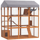 PawHut - Enclos pour chat extérieur 70,9 po L x 47,2 po l x 80,7 po H - orange-Le design du sol empêche les chats de creuser et de s’échapper 