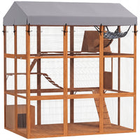 PawHut - Enclos pour chat extérieur 70,9 po L x 47,2 po l x 80,7 po H - orange-Le design du sol empêche les chats de creuser et de s’échapper 