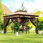 Outsunny - Abri soleil pliant 10.7 pi l x 10.7 pi L avec couverture de toit UV30+ - Beige-Rideaux en maille amovibles avec fermeture éclair pour plus de praticité