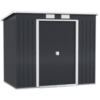Outsunny - Abri de rangement extérieur adossé 7 pi x 4 pi avec kit de fondation-La structure en acier rend cette pièce robuste, adaptée à une utilisation extérieure toute l'année
