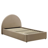 Modway - Resort Performance Velvet Lit jumeau rond voûté, Taupe-Lit plateforme taille simple