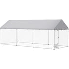 PawHut - enclos extérieur pour chien avec gamelles réglables et rotatives - 19,7 pi x 7,5 pi x 7,5 pi-Les tubes en métal galvanisé et le treillis en fil d’acier épais garantissent une solidité durable 