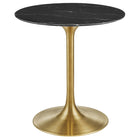 Modway - Lippa Rond de 28 po Faux marbre Table à manger, Or Noir-Table à manger moderne