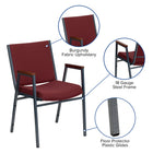 Flash Furniture – Chaise empilable robuste à revêtement et accoudoirs Hercules rembourrée de 3 po, bourgogne à motifs-Appuis-bras recouverts en bois de cerisier