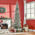 HOMCOM - Sapin de Noël artificiel forme crayon enneigé - mince-La base est détachable et pliable pour un rangement facile 