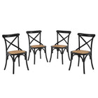 Modway - Gear Fauteuil d’appoint de salle à manger Ensemble de 4 - Noir-Jambes effilées