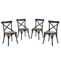 Modway - Gear Fauteuil d’appoint de salle à manger Ensemble de 4 - Noir-Jambes effilées