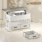 HOMCOM - Table basse relevable avec compartiments cachés - gris ciment-Structure métallique robuste et pieds réglables pour une stabilité sur les sols irréguliers