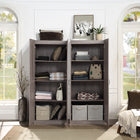 Manhattan Comfort - Ensemble de rangement moderne Hopkins 59,22 po 2 pièces à 8 étagères - Gris-Style de porte à ouverture à 90° avec charnière de porte européenne à fermeture douce