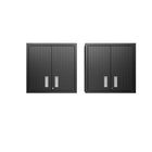 Manhattan Comfort - Ensemble de 2 armoires de garage modernes Fortress 30" - gris charbon-Armoire de garage murale texturée à forme de diamant flottant