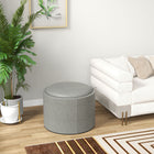 HOMCOM - Table basse ronde avec plateau, espace de rangement et revêtement - gris-Rembourrage épais en éponge avec surface en lin respirant pour plus de confort 