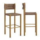 Modway - Parkland Terrasse extérieure Rotin et aluminium Tabourets de bar - Naturel - Ensemble de 2-Ensemble de 2 tabourets de bar à manger extérieurs