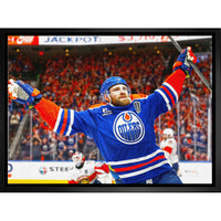 Leon Draisaitl Oilers 2025 SCF OT Celebration -H - Toile encadree - 31" x 22"-Impression sur toile de qualité supérieure avec bordures enveloppées
