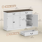 HOMCOM - Buffet 55,1 po L avec station de chargement - grain de bois blanc-Plateau solide de 1 po/2,5 cm et base sur piédestal supportant jusqu’à 190 lb/86 kg, avec kits anti-basculement pour plus de sécurité 