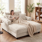 HOMCOM - Chaise longue-lit surdimensionnée rembourrée 60 po - beige-Comprend des coussins assortis pour un confort supplémentaire et un look stylé, en couches 