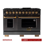 Kucht - 48 po Série KED style professionnel à double combustible - Gemstone-Cuisinière de classe professionnelle dotée de 2 brûleurs doubles de 20000 BTU avec fonction mijotage, 2 brûleurs de 12000 BTU, 2 brûleurs de 9000 BTU et 2 brûleurs de 6000 BTU
