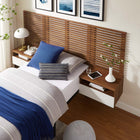 Modway - Render Ensemble 6 pièces : Tête de lit Simple murale et tables de chevet modernes - Noyer Blanc-Stratifié lisse à grain de bois