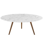 Modway - Lippa Rond de 40 po Faux marbre Table basse avec base trépied - Blanc noyer-Table basse moderne du milieu du siècle