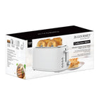 JS Gourmet - Grille-pain rétro à fente longue 4 tranches - Blanc-Corps en acier inoxydable