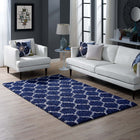 Modway - Solvea Treillis marocain Tapis 5 pi l x 8 pi L Shag Area - Marine et Ivoire-Tissage shag d’environ 2 pouces