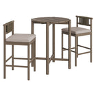 Modway - Eleni 3 pièces Terrasse extérieure Bois de teck Bar Set - Caillou gris vieilli-Ensemble de meubles en bois de teck