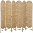 HOMCOM - séparateur de pièce autoportant tissé à 6 panneaux avec dessus arqué pour chambre - bois naturel-Le design tissé à la main crée de magnifiques motifs lumineux et offre une semi-intimité douce  
