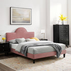 Modway - Soleil Performance Velvet Lit King, Rose poussiéreuse-Système de soutien en lattes de bois